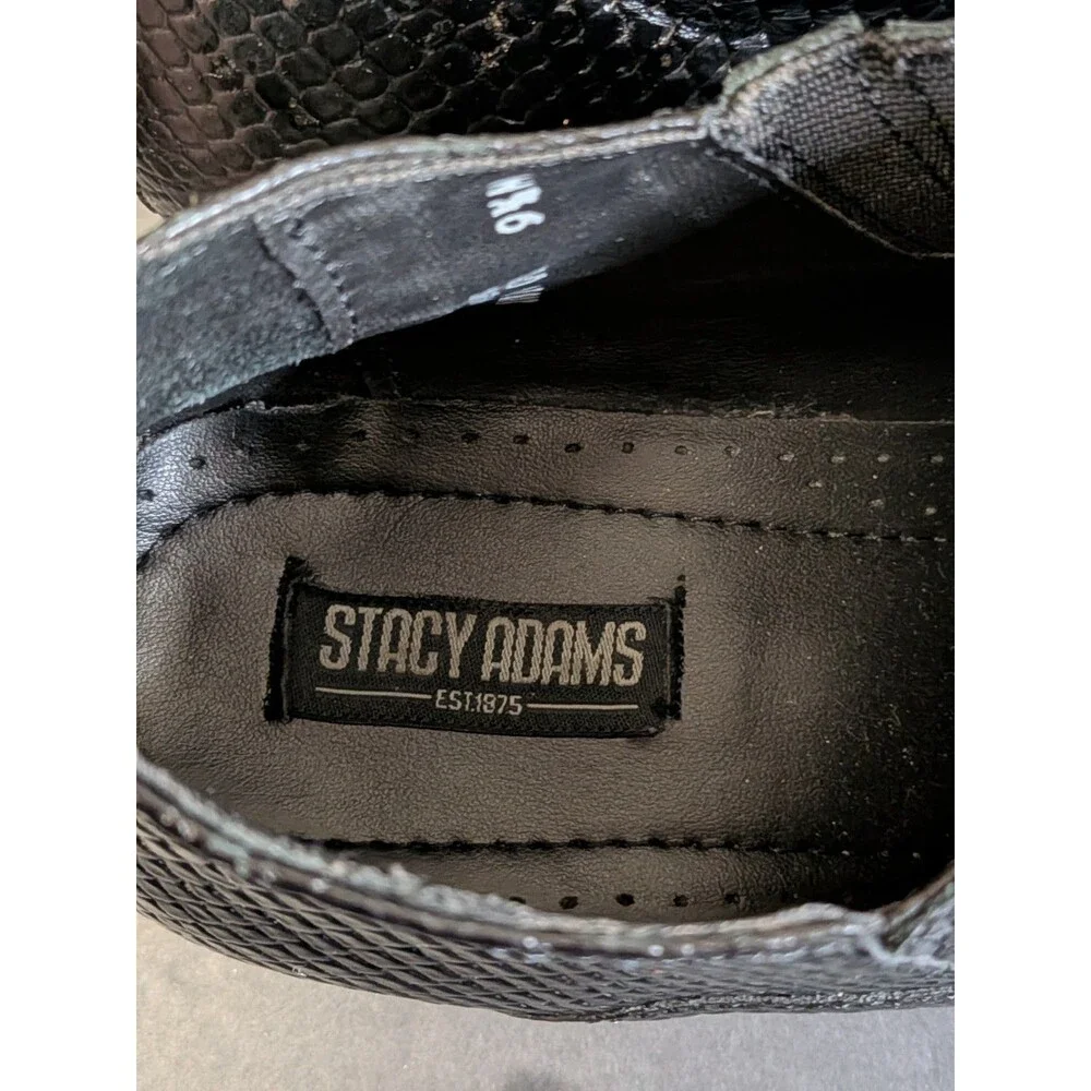Stacy Adams- Leather Dress Ankle Boots Men Size 9.5 Black Alligator Print